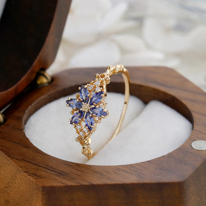 Tanzanite Zircon Floral Ring