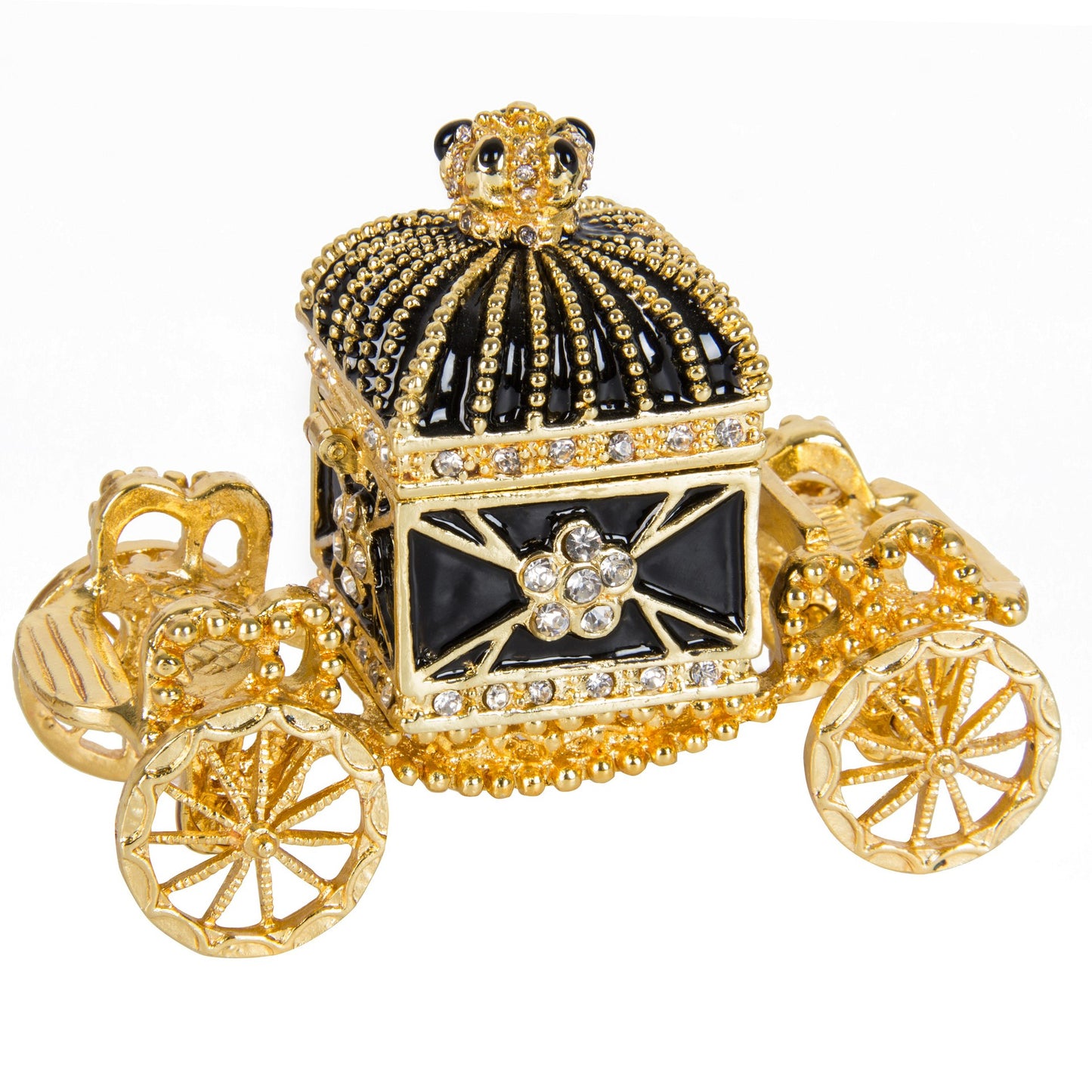Royal Crown Carriage Enamel Jewelry Box with Crystal Accent