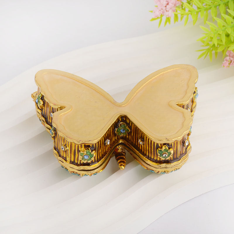 Vintage Enamel Butterfly Jewelry Box – Hand-Painted Trinket Storage