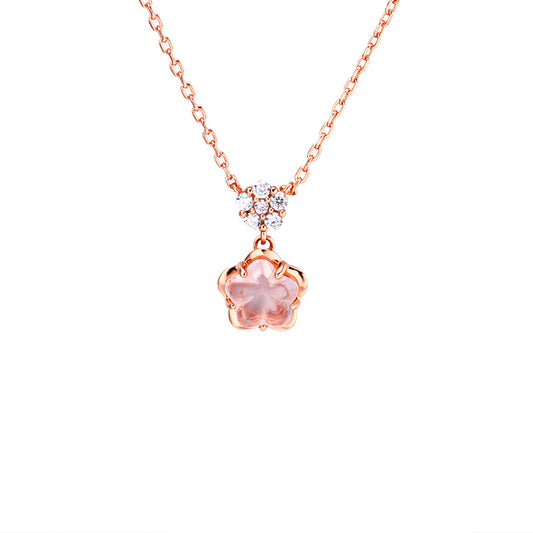 Blossom Rose Quartz Zircon Necklace