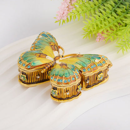 Vintage Enamel Butterfly Jewelry Box – Hand-Painted Trinket Storage