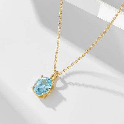 Sky Blue Topaz Oval Pendant Necklace