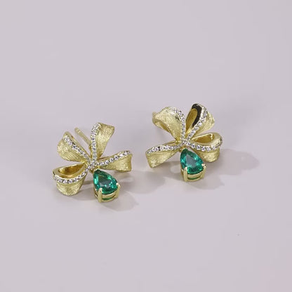 Bella Emerald Grace Bow Earrings